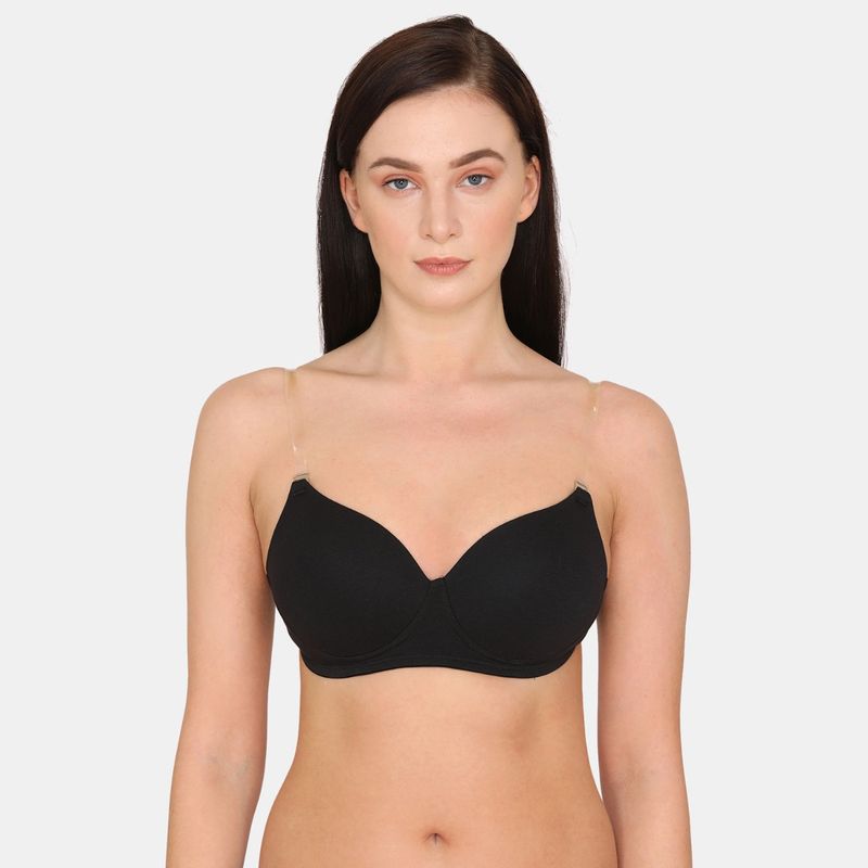 Zivame Beautiful Basics Padded Non Wired 3-4Th Coverage Backless Bra - Black (32C)