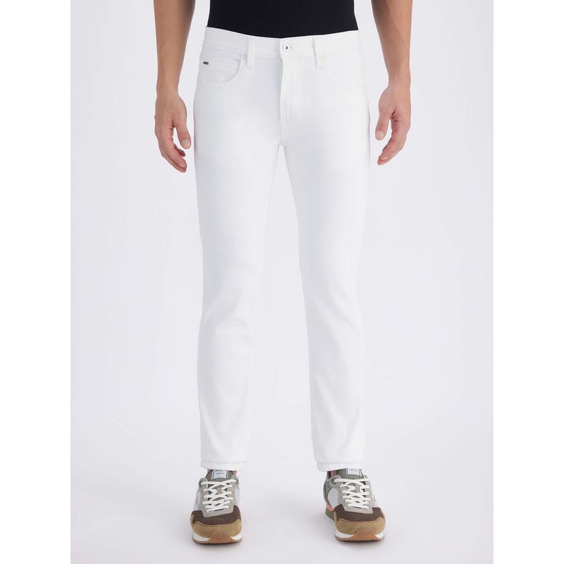 Pepe Jeans Men's White Mid Rise Slim Powerflex Extra Stretchable Jeans (30)