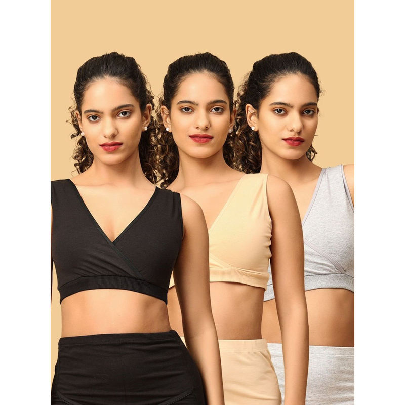 The Mom Store Maternity Nursing Sleep Bra (Pack of 3) (S)