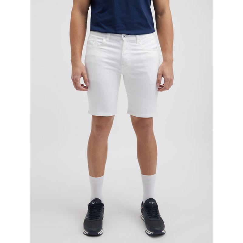 Pepe Jeans Men White Mid Rise Regular Shorts (34)