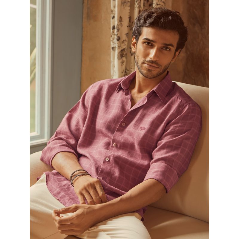 Andamen Regular Fit Vintage Rose Linen Shirt (S)