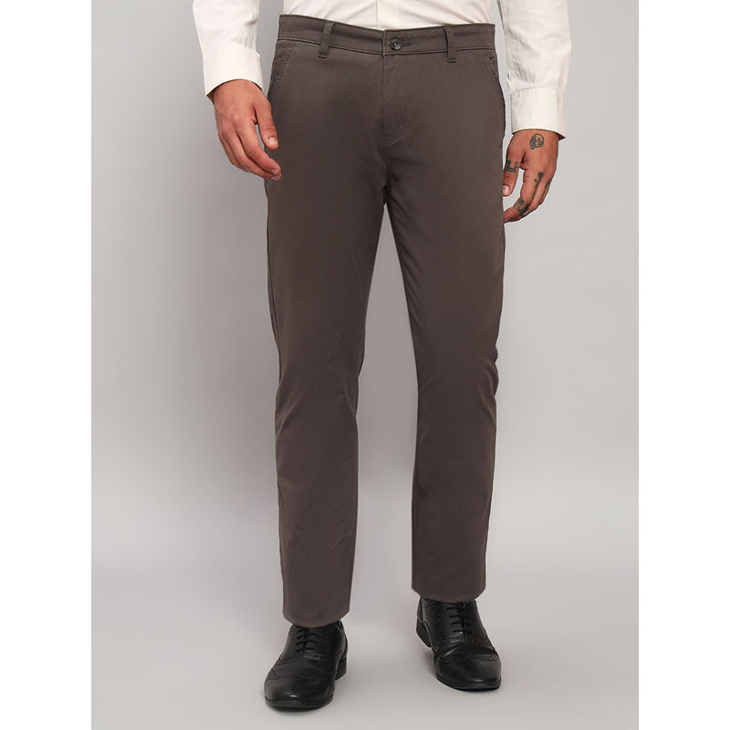 Cantabil Men Solid Brown Non Pleated Regular Fit Formal Trouser (30)