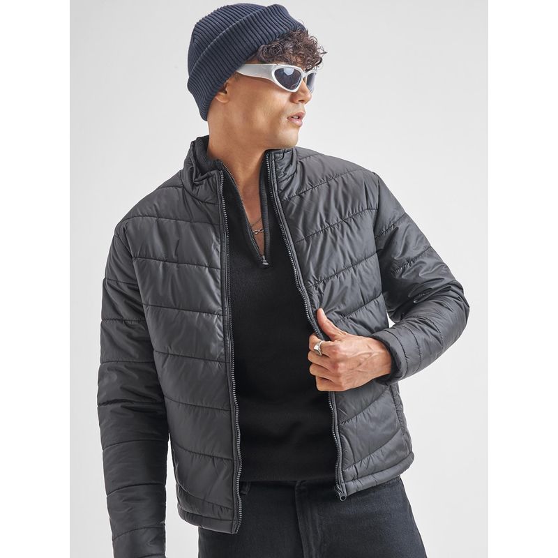HIGHLANDER Men Black Solid Padded Jacket (L)
