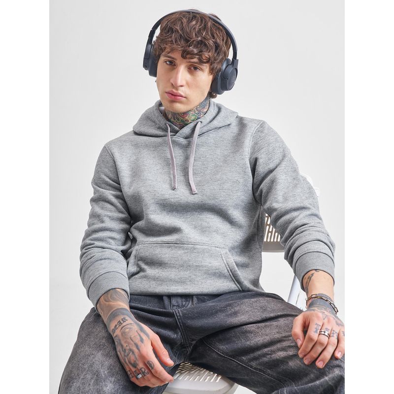 HIGHLANDER Mens Grey Solid Hoodie (S)