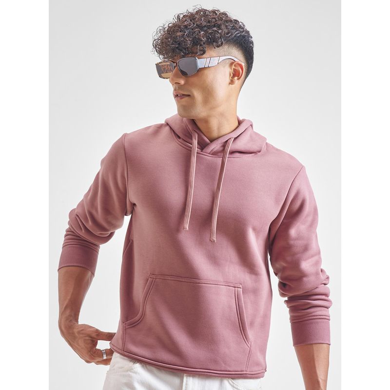 HIGHLANDER Pink Solid Slim Fit Hoodie (S)