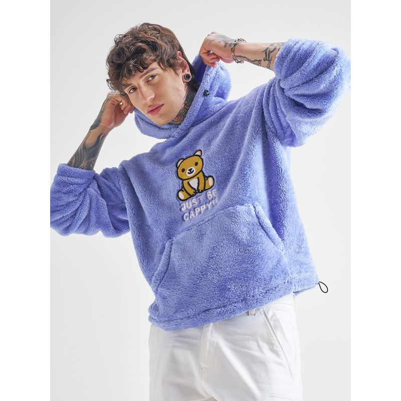 HIGHLANDER Men Purple Over Sized Drop Shoulder Hoody Hoodie (L)