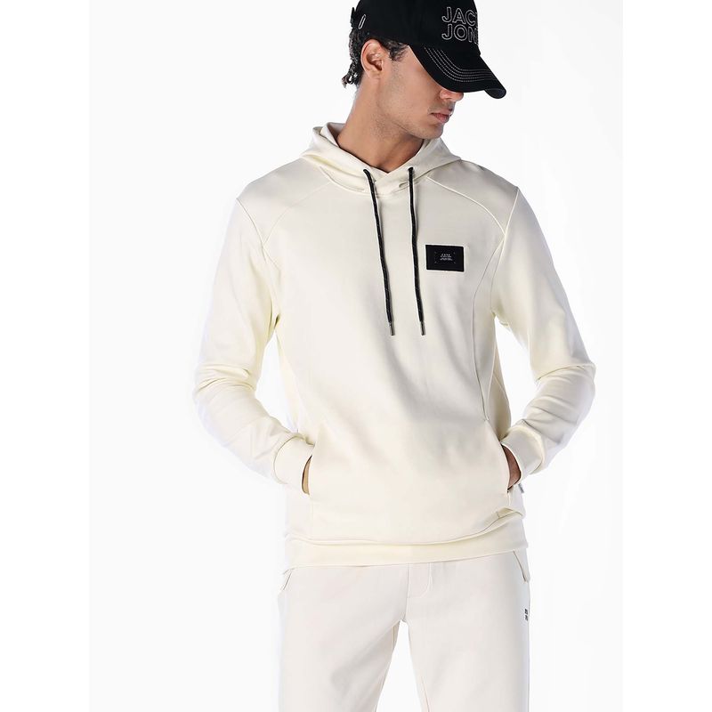 Jack & Jones Men Regular Fit White Hoodie (S)