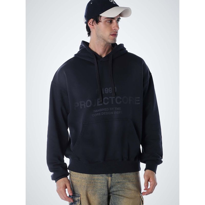 Jack & Jones Men Slim Fit Navy Blue Hoodie (L)