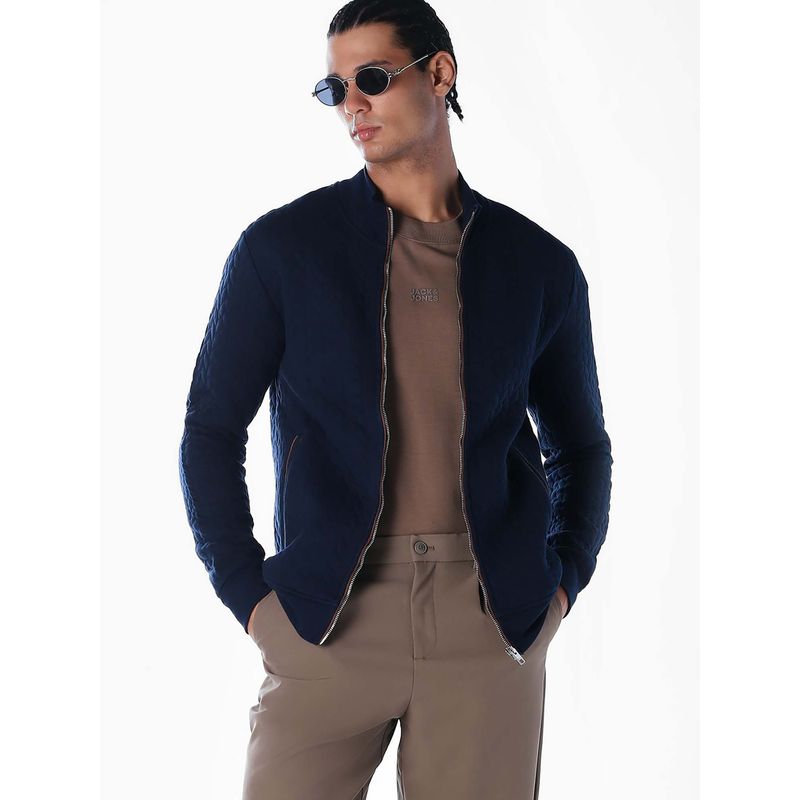 Jack & Jones Men Regular Fit Navy Blue Sweatshirt (S)