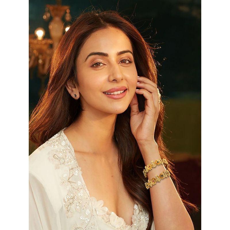 Accessher Traditional Ethnic Style Gold-Plated Goddess Laxmi Design Bangles (Set of 4) (2.8)