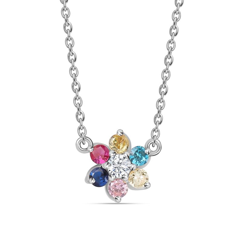 Buy 925 Silver Round Multi Stone Color Pops Necklace for Women and