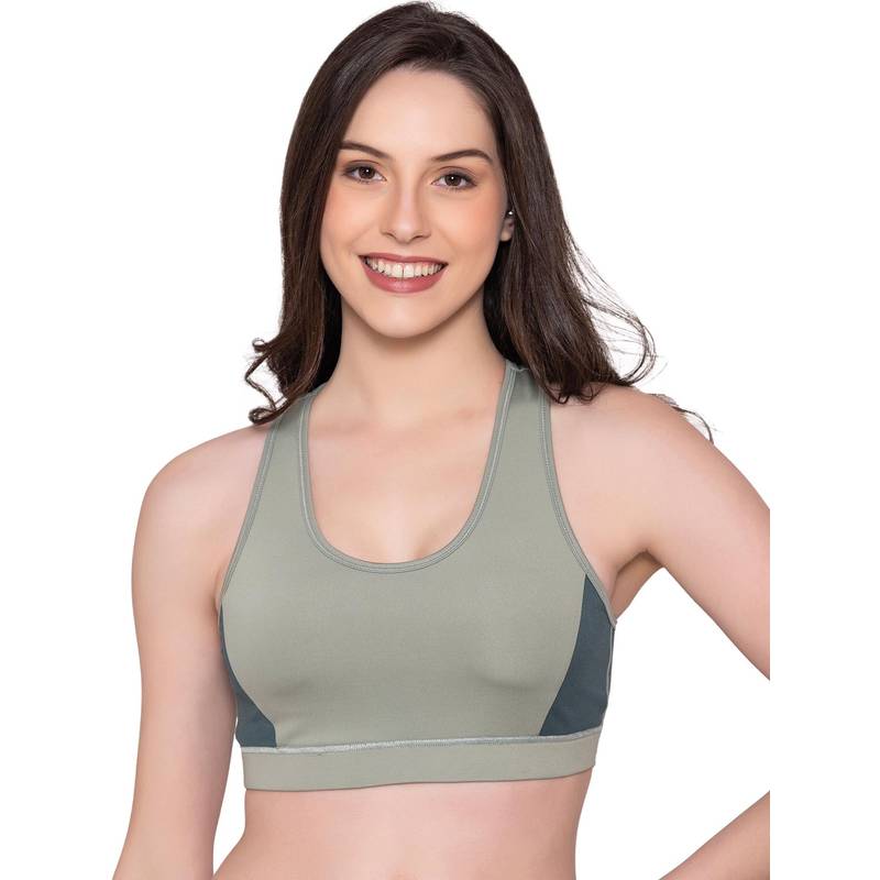 Bonjour Women's Wire Free Padded Cotton Full Coverage Slip-On Active Bra (L)