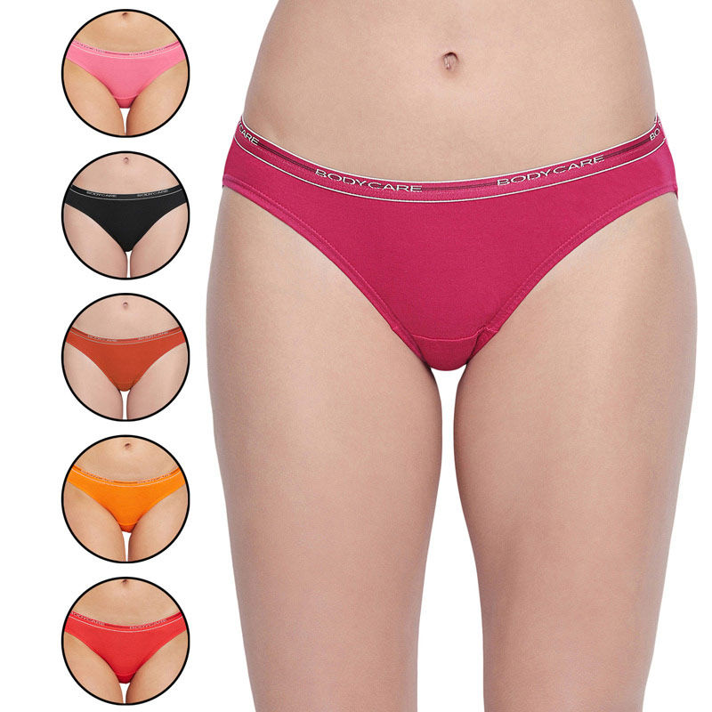 BODYCARE Pack of 6 Solid Bikini Briefs - Multi-Color (XXL)