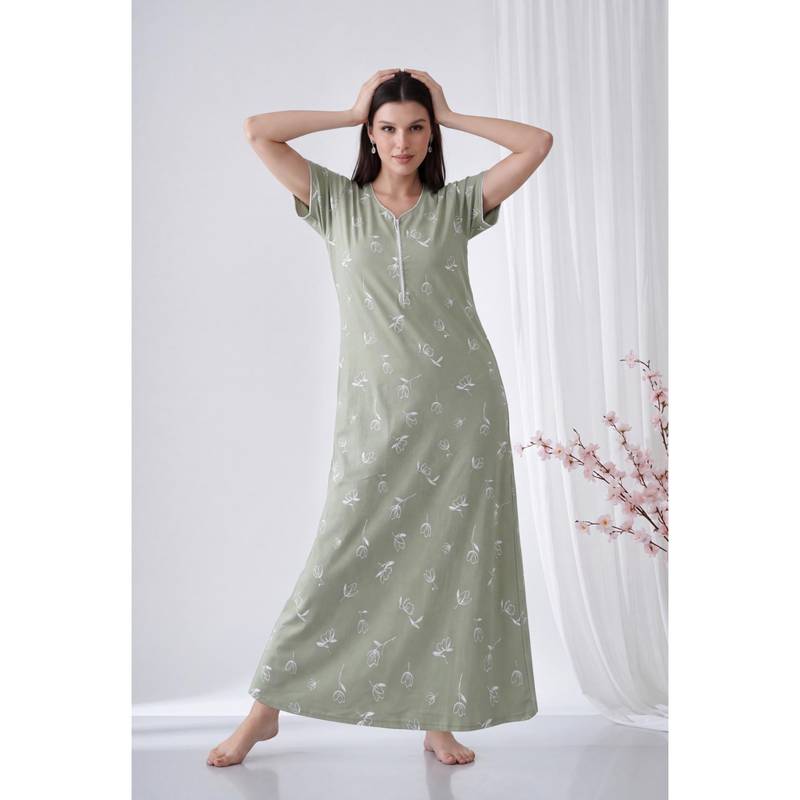 Juliana Dream Green Women Cotton Printed Nightdress (L)