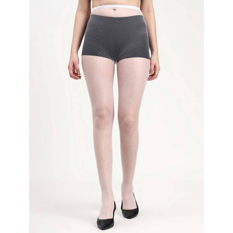 Keepfit White Women White High-Rise Sheer Fishnet Stocking (XXS)