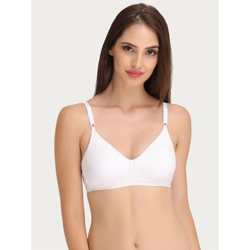 Clovia Cotton Rich Solid Non-Padded Full Cup Wire Free T-shirt Bra - White (34D)