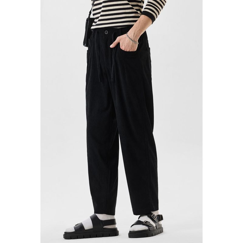 Snitch Relaxed Fit Mid Rise Black Trousers (34)