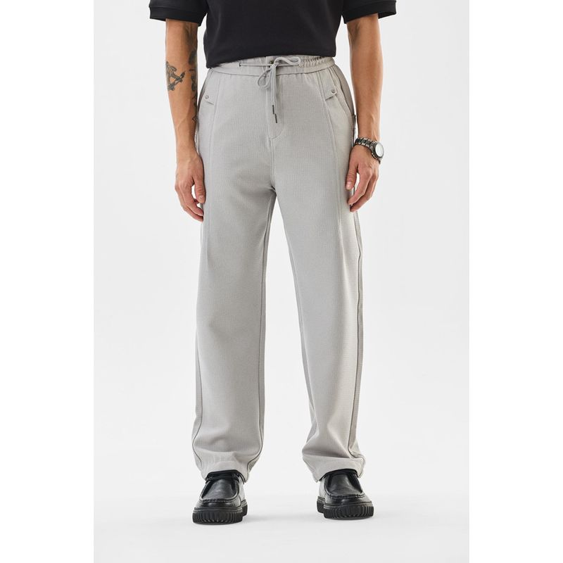 Snitch Grey Textured Regular Casual Trouser for Men (28)