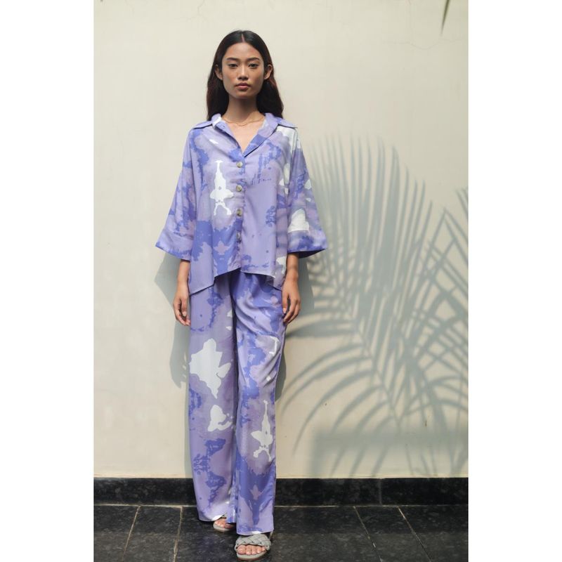 Dear Bed Comfort Clothing Purple Oversized Shirt Pyjama Coords for Women (Set of 2) (2XL)