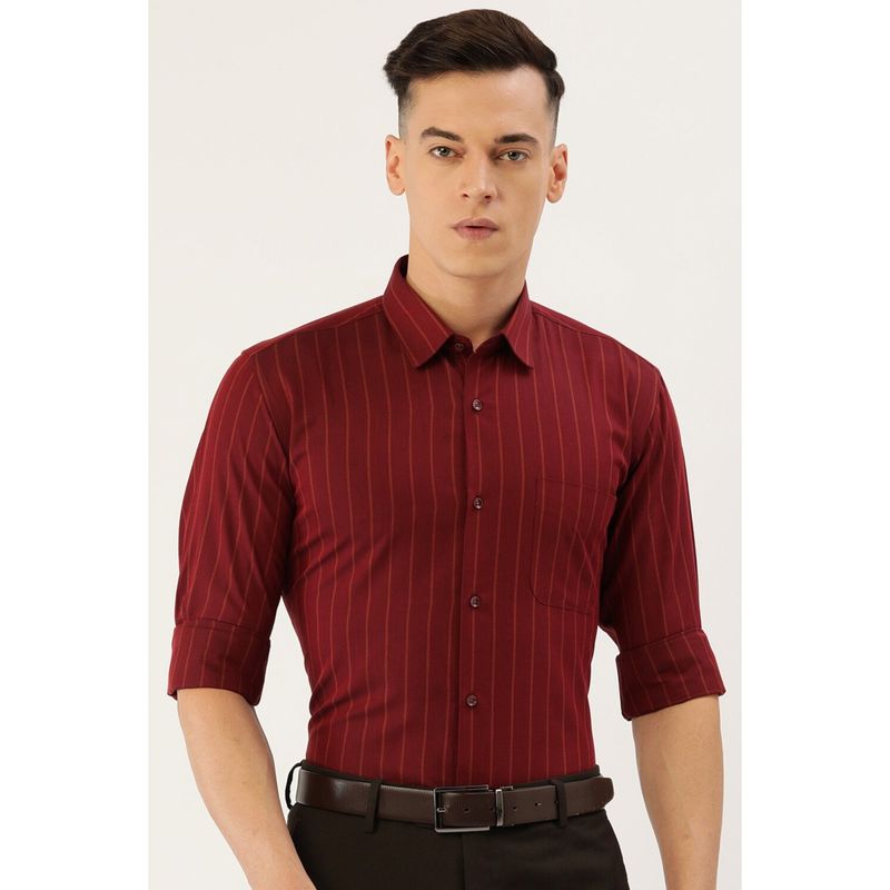Peter England Men Maroon Regular Fit Formal Shirt Buy Peter England