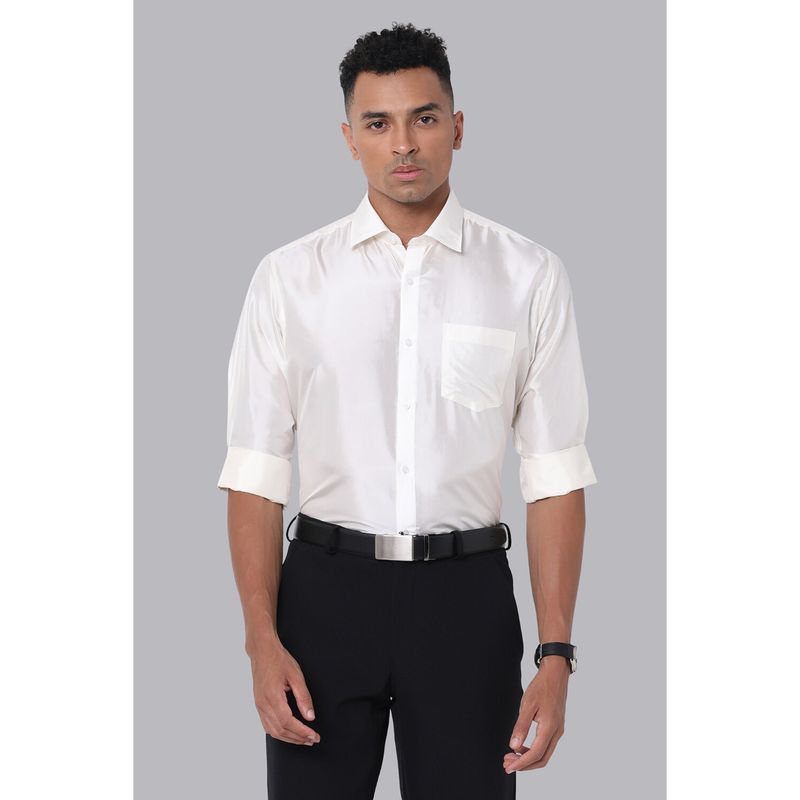 Van Heusen Men White Regular fit Solid Full Sleeves Formal Shirt (38)