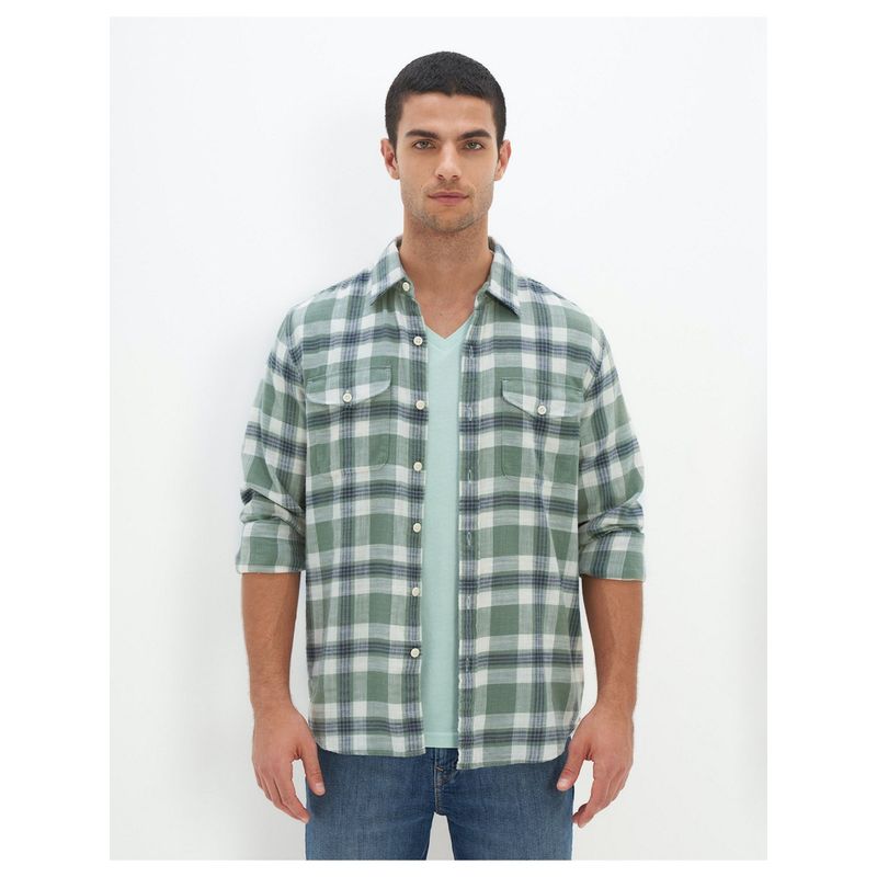 American Eagle Men Green Super Soft Flannel Shirt (S)