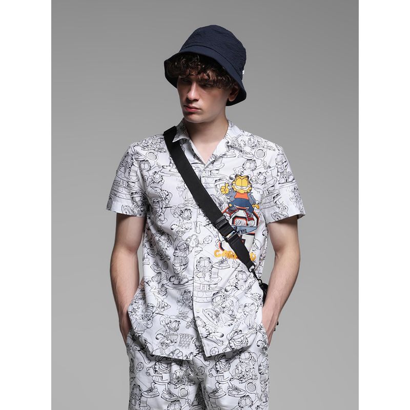 Jack & Jones Men Graphic Print Cotton Regular Fit White Shirt (XL)