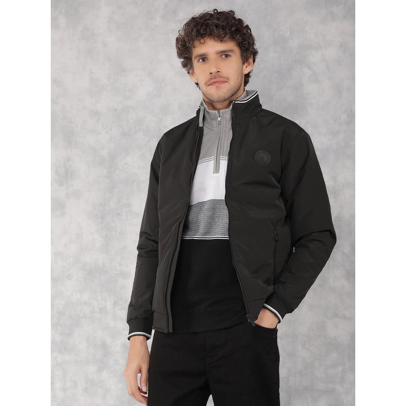 CRIMSOUNE CLUB Men Black Solid Bomber Jacket (M)