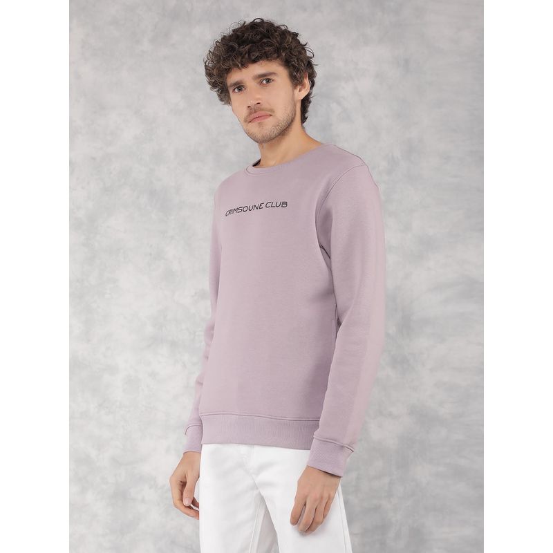 CRIMSOUNE CLUB Men Lavender Solid Round Neck Sweatshirt (XL)