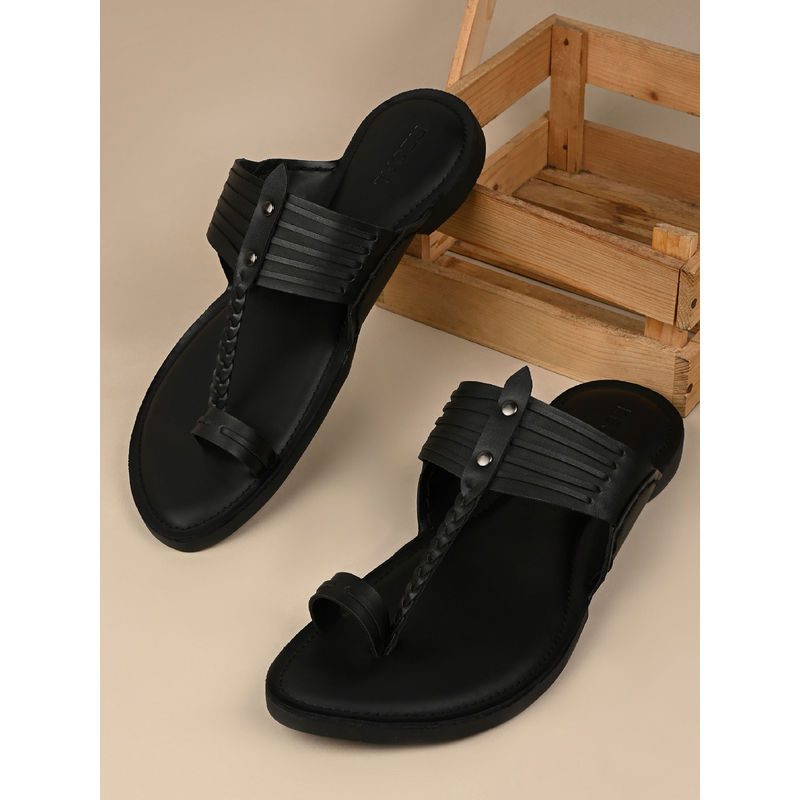 REGAL Men Black Ethnic Kolhapuri Sandals (UK 10)