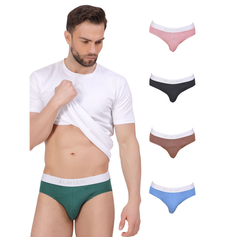 Elmiro Mens Intimo-Tech Antimicrobial Micro Modal Bold Brief - Multicolor (Pack of 5) (L)