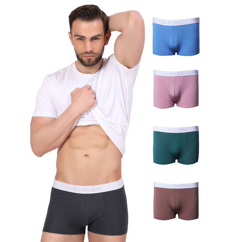 Elmiro Mens Intimo-Tech Antimicrobial Micro Modal Bold Trunk - Multicolor (Pack of 5) (L)