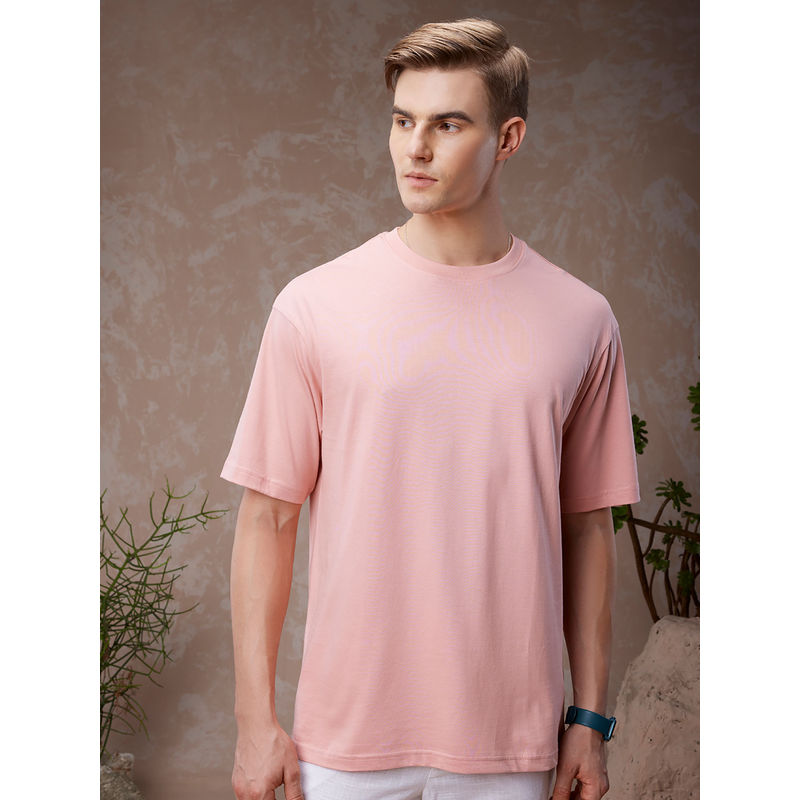 Bewakoof American Pima Men's Pink Oversized T-shirt (M)
