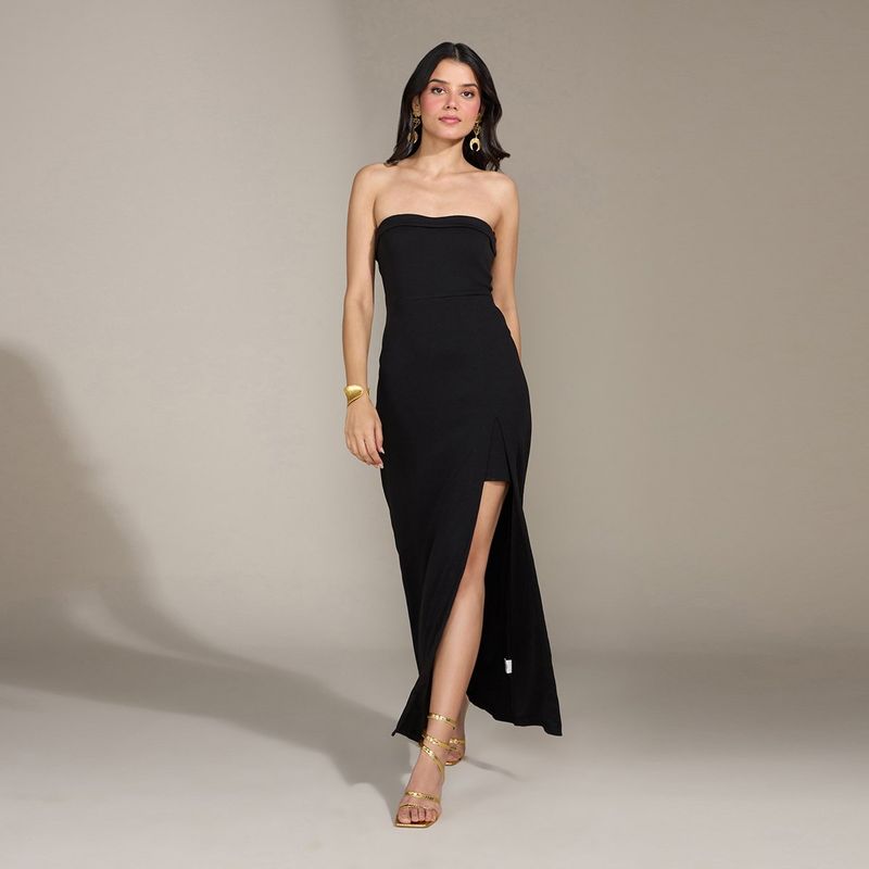 Twenty Dresses By Nykaa Fashion Date Night Duty Maxi Dress - Black (S)