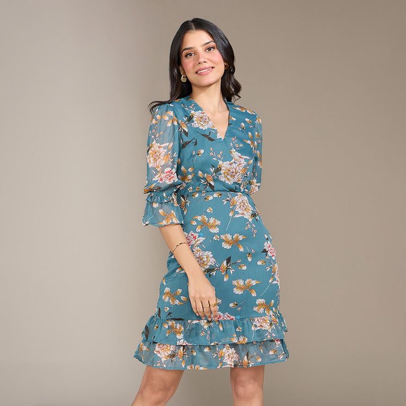 Twenty Dresses By Nykaa Fashion Wrapped In Ruffle Dress - Multi-Color (XS)