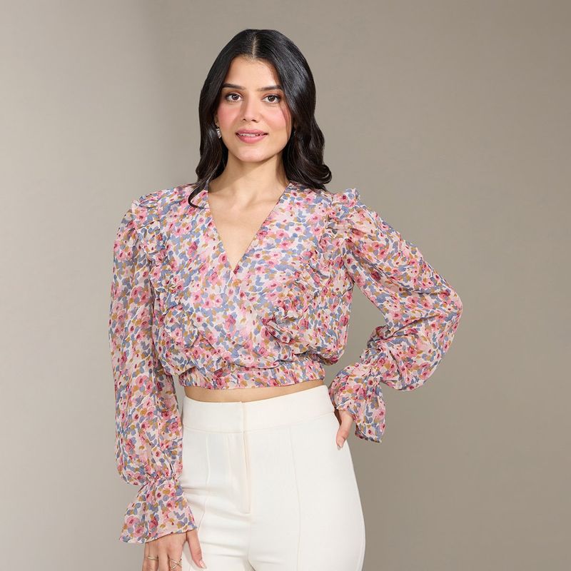 Twenty Dresses By Nykaa Fashion Wrapped With Florals Top - Off white (XS)
