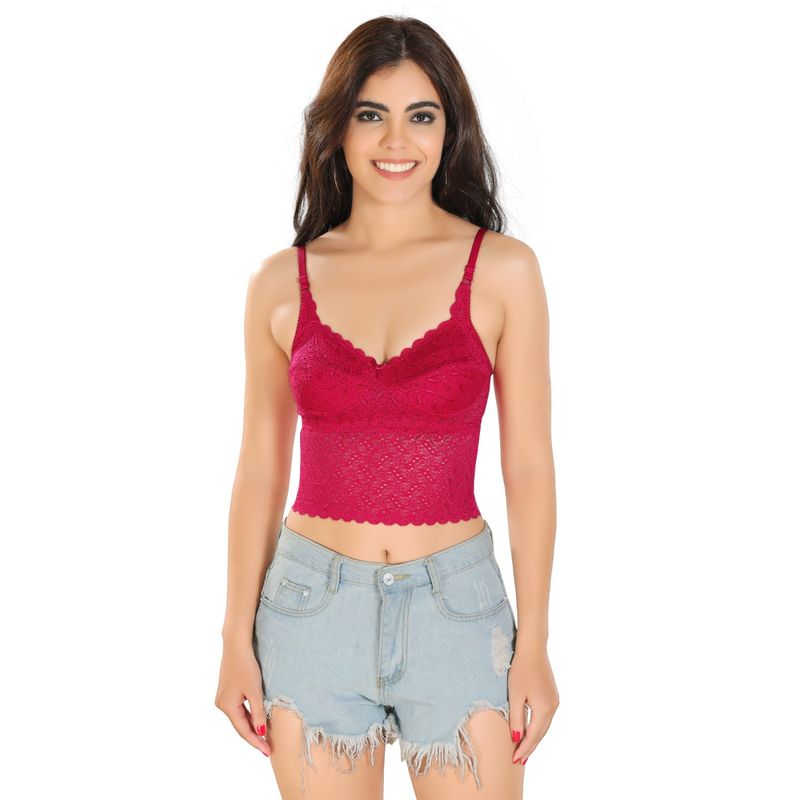 Bralux Non Padded Bralette Bra Wirefree Full Coverage - Pink (38)