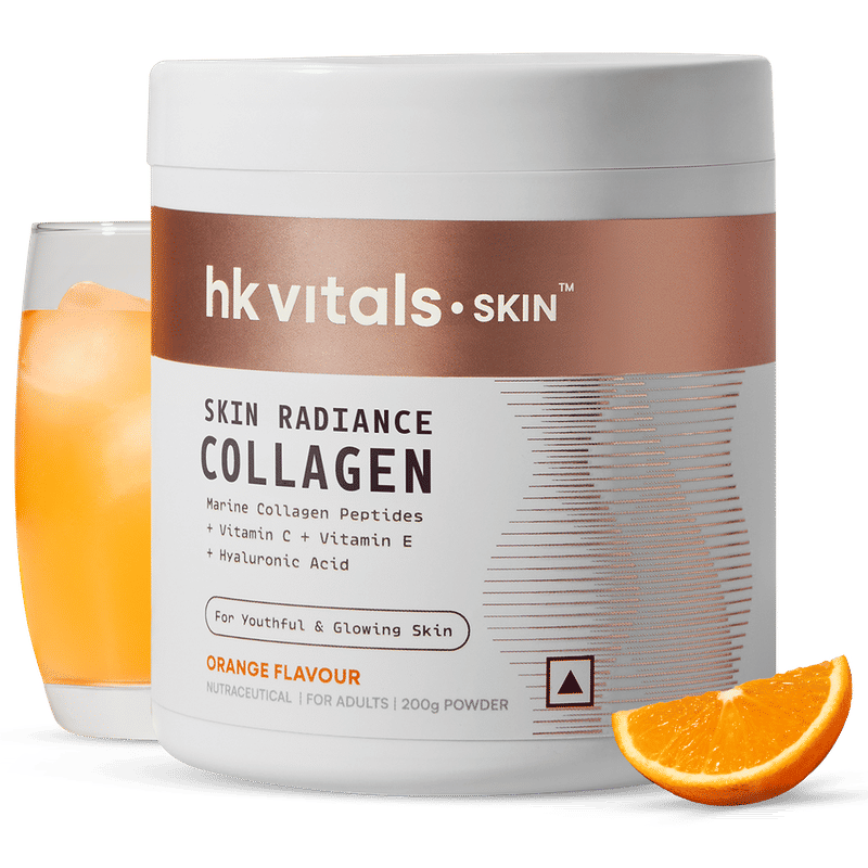 HealthKart HK Vitals Skin Radiance Collagen Supplement Vitamin C, E, Sodium Hyaluronate - Orange