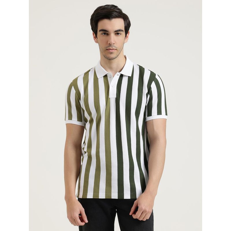 United Colors of Benetton Men White Pure Cotton Collar Neck Polo T-shirt (XL)