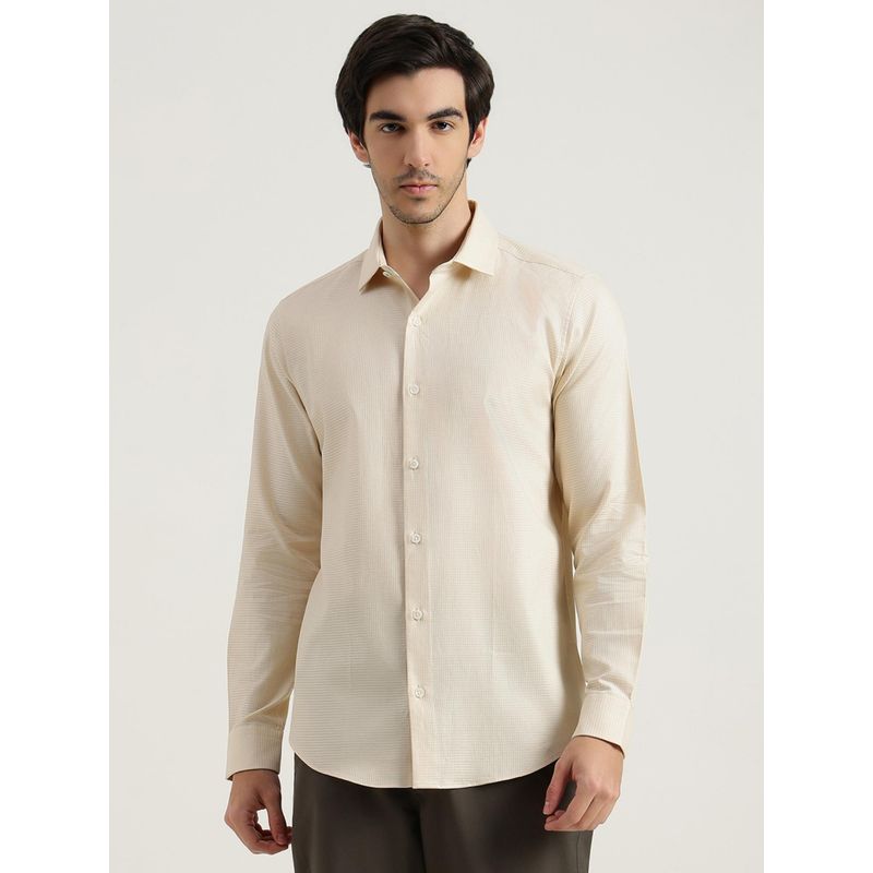 United Colors of Benetton Men Beige Pure Cotton Collar Neck Shirt (XL)