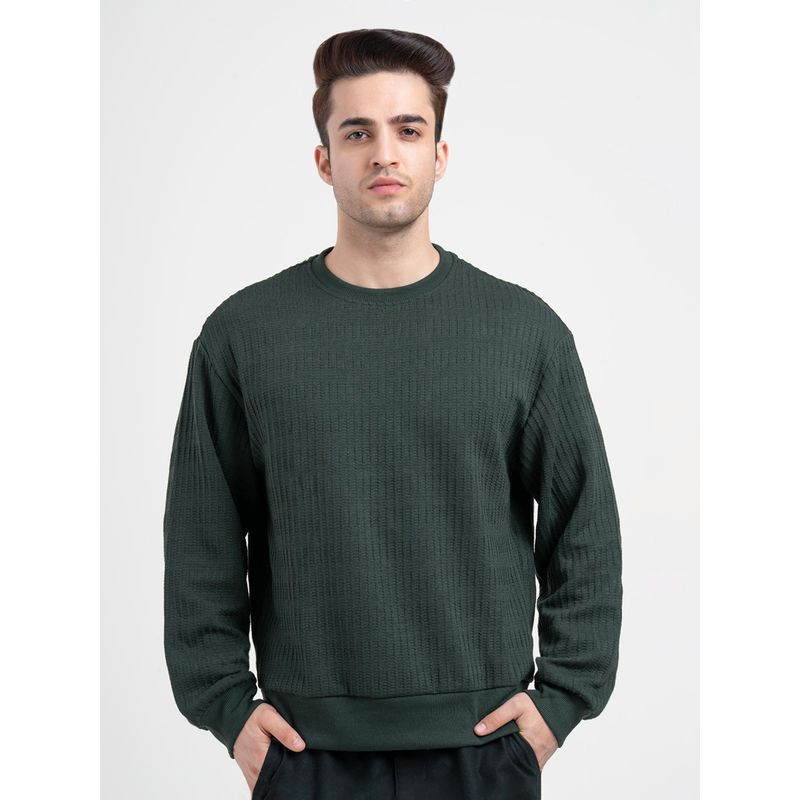 Red Tape Men Green Polyester Blend Round Neck Sweatshirt (L)