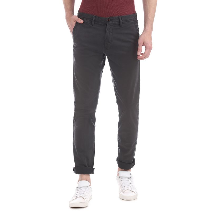 Buy Arrow Sports Chrysler Slim Fit Solid Trousers - NNNOW.com