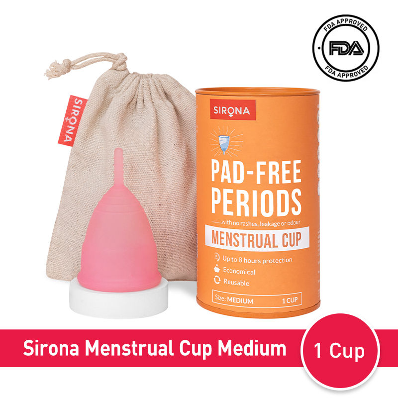Sirona FDA Approved Reusable Menstrual Cup for Women (Medium | Protection for Up to 8-10 Hours