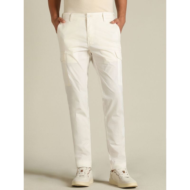 Dockers Mens White Mid Rise Slim Tapered Fit Trousers (38)