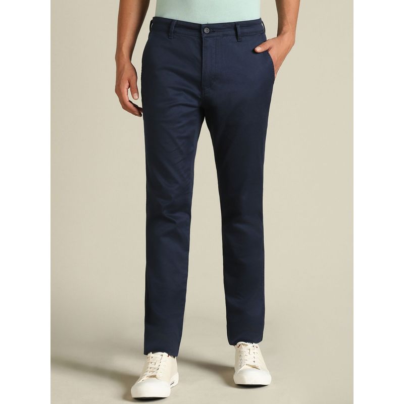 Dockers Men Navy Blue Mid Rise Skinny Fit Trousers (32)