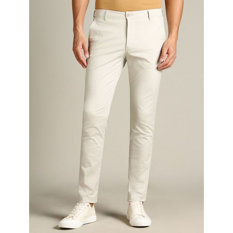 Dockers Men Off White Mid Rise Skinny Fit Trousers (38)