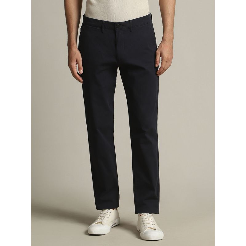 Dockers Men Navy Blue Motion Mid Rise Slim Fit Trousers (36)