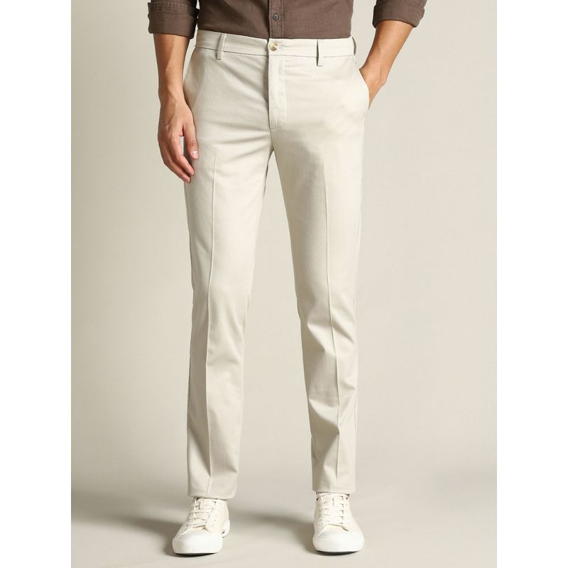 Dockers Men Off White Mid Rise Slim Fit Trousers (36)