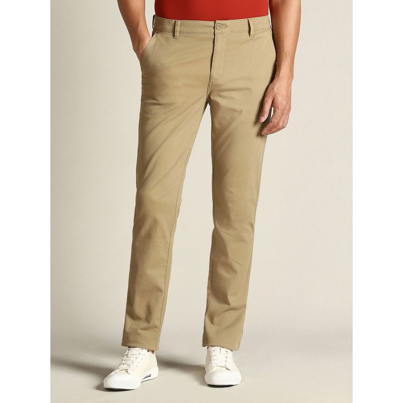 Dockers Men Beige Mid Rise Slim Fit Trousers (36)