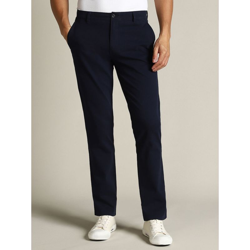 Dockers Men Navy Blue Mid Rise Slim Fit Trousers (32)